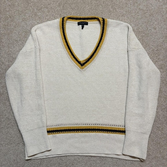 rag & bone Sweaters - Rag & Bone Sweater Womens Small White V Neck Cricket Pullover Stripe Trim Knit